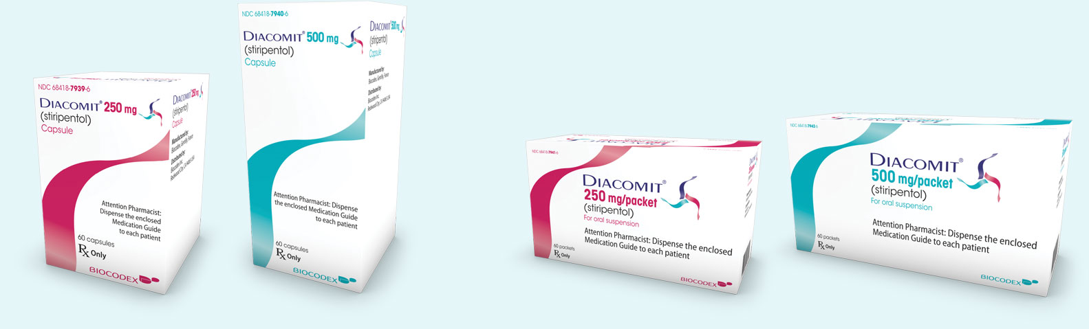 DIACOMIT is available in 250 mg and 500 mg dosages, in 2 convenient dosing forms: capsules and powder for oral suspension (fruit-flavored powder packets to be mixed in water)
